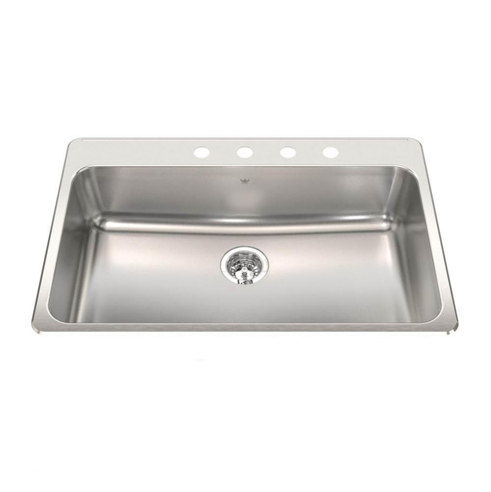 Steel Queen 33.38-in LR x 22-in FB Drop In Single Bowl 4-Hole Stainless Steel Kitchen Sink