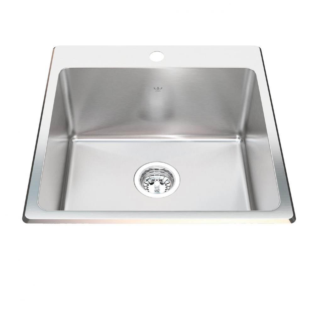 Kindred Utility Collection 20.13-in LR x 20.56-in FB Dualmount Single Bowl 1-Hole Stainless Steel