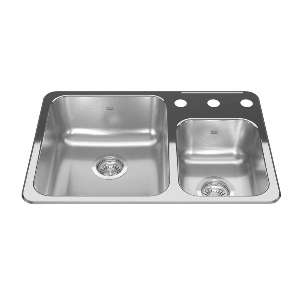 Reginox 26.5-in LR x 18.13-in FB Drop In Double Bowl Stainless Steel Kitchen Sink