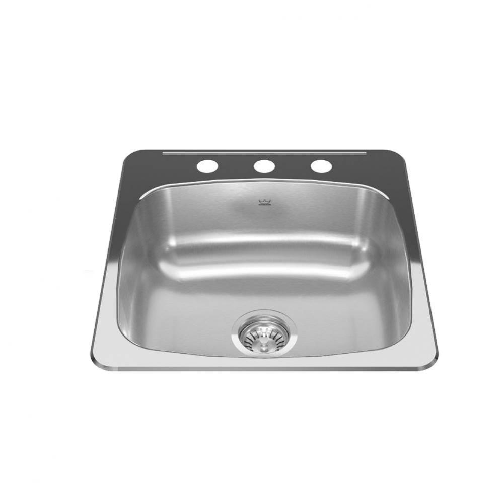 Reginox 20.13-in LR x 20.56-in FB Drop In Single Bowl 3-Hole Stainless Steel Kitchen Sink