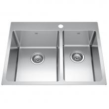 Kindred Canada BCL2127R-9-1 - Brookmore 27-in LR x 20.9-in FB Drop in Double Bowl Stainless Steel Kitchen Sink