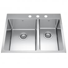 Kindred Canada BCL2127R-9-3 - Brookmore 27-in LR x 20.9-in FB Drop in Double Bowl Stainless Steel Kitchen Sink