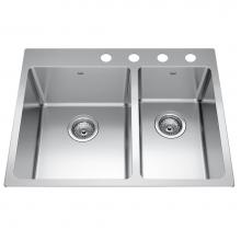 Kindred Canada BCL2127R-9-4 - Brookmore 27-in LR x 20.9-in FB Drop in Double Bowl Stainless Steel Kitchen Sink