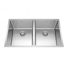 Kindred Canada BDU1831-9 - Brookmore 12.1-in LR x 18.2-in FB Undermount Double Bowl Stainless Steel Kitchen Sink