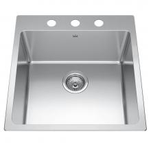 Kindred Canada BSL2120-9-3 - Brookmore 20-in LR x 20.9-in FB Drop in Single Bowl Stainless Steel Kitchen Sink