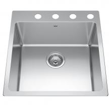 Kindred Canada BSL2120-9-4 - Brookmore 20-in LR x 20.9-in FB Drop in Single Bowl Stainless Steel Kitchen Sink