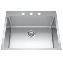 Kindred Canada BSL2125-9-3 - Brookmore 25.1-in LR x 20.9-in FB Drop in Single Bowl Stainless Steel Kitchen Sink