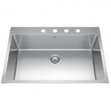 Kindred Canada BSL2125-9-4 - Brookmore 25.1-in LR x 20.9-in FB Drop in Single Bowl Stainless Steel Kitchen Sink