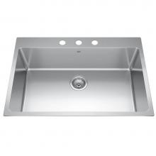 Kindred Canada BSL2131-9-3 - Brookmore 31-in LR x 20.9-in FB Drop in Single Bowl Stainless Steel Kitchen Sink