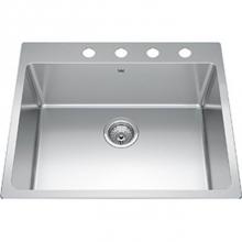 Kindred Canada BSL2131-9-4 - Brookmore 31-in LR x 20.9-in FB Drop in Single Bowl Stainless Steel Kitchen Sink