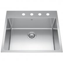 Kindred Canada BSL2225-9-4 - Brookmore 25.1-in LR x 22.1-in FB Drop in Single Bowl Stainless Steel Kitchen Sink