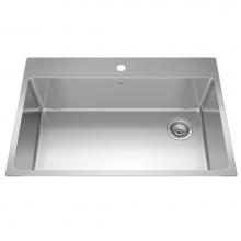 Kindred Canada BSL2233-9-1OW - Brookmore 32.9-in LR x 22.1-in FB Drop in Single Bowl Stainless Steel Kitchen Sink