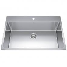 Kindred Canada BSL2233-9-1 - Brookmore 32.9-in LR x 22.1-in FB Drop in Single Bowl Stainless Steel Kitchen Sink