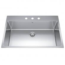 Kindred Canada BSL2233-9-3 - Brookmore 32.9-in LR x 22.1-in FB Drop in Single Bowl Stainless Steel Kitchen Sink