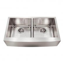 Kindred Canada KCFD36B/9-10BG - Kindred Collection 35.88-in LR x 20-in FB Apron Front Double Bowl Stainless Steel Kitchen Sink