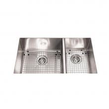 Kindred Canada KCUC33R/9-10BG - Kindred Collection 32-in LR x 18-in FB Undermount Double Bowl Stainless Steel Kitchen Sink