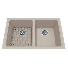 Kindred Canada KGD1U/8CH - Granite Series 31.5-in LR x 18.13-in FB Undermount Double Bowl Granite Kitchen Sink in Champagne