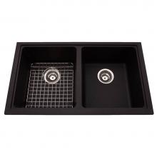 Kindred Canada KGD1U/8ON - Granite Series 31.5-in LR x 18.13-in FB Undermount Double Bowl Granite Kitchen Sink in Onyx