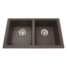 Kindred Canada KGD1U/8SM - Granite Series 31.5-in LR x 18.13-in FB Undermount Double Bowl Granite Kitchen Sink in Storm