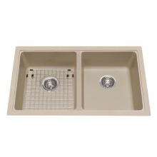 Kindred Canada KGD2U/9CH - Granite Series 33-in LR x 19.38-in FB Undermount Double Bowl Granite Kitchen Sink in Champagne