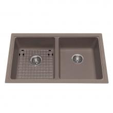 Kindred Canada KGD2U/9SM - Granite Series 33-in LR x 19.38-in FB Undermount Double Bowl Granite Kitchen Sink in Storm