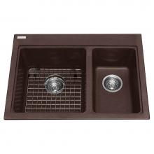 Kindred Canada KGDC2027R/8ES - Granite Series 27.56-in LR x 20.5-in FB Drop In Double Bowl Granite Kitchen Sink in Mocha