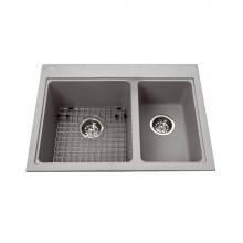 Kindred Canada KGDC2027R/8SG - Granite Series 27.56-in LR x 20.5-in FB Drop In Double Bowl Granite Kitchen Sink in Stone Grey