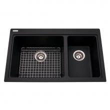 Kindred Canada KGDC2031R/8ON - Granite Series 31.5-in LR x 20.5-in FB Drop In Double Bowl Granite Kitchen Sink in Onyx