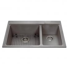 Kindred Canada KGDC2031R/8SG - Granite Series 31.5-in LR x 20.5-in FB Drop In Double Bowl Granite Kitchen Sink in Stone Grey