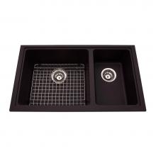 Kindred Canada KGDCR1U/8ON - Granite Series 31.5-in LR x 18.13-in FB Undermount Double Bowl Granite Kitchen Sink in Onyx