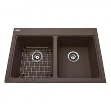 Kindred Canada KGDL2031/8SM - Granite Series 31.5-in LR x 20.5-in FB Drop In Double Bowl Granite Kitchen Sink in Storm