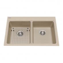 Kindred Canada KGDL2233/9CH - Granite Series 33-in LR x 22-in FB Drop In Double Bowl Granite Kitchen Sink in Champagne