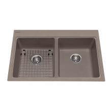 Kindred Canada KGDL2233/9SM - Granite Series 33-in LR x 22-in FB Drop In Double Bowl Granite Kitchen Sink in Storm