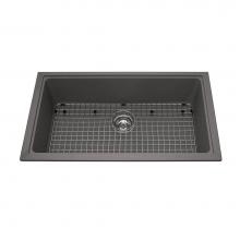 Kindred Canada KGS1U/8SG - Granite Series 31.56-in LR x 18.13-in FB Undermount Single Bowl Granite Kitchen Sink in Stone Grey