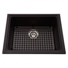 Kindred Canada KGS2U/8ON - Granite Series 23-in LR x 18.13-in FB Undermount Single Bowl Granite Kitchen Sink in Onyx