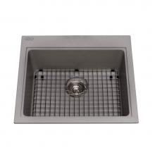 Kindred Canada KGSL2023/8SG - Granite Series 23-in LR x 20.5-in FB Drop In Single Bowl Granite Kitchen Sink in Stone Grey