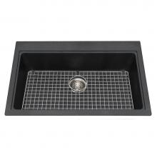 Kindred Canada KGSL2031/8ON - Granite Series 31.56-in LR x 20.5-in FB Drop In Single Bowl Granite Kitchen Sink in Onyx