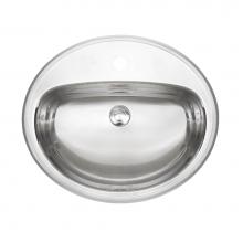 Kindred Canada KSOV1821/7/1 - 21-in LR x 18-in FB Drop In Single Bowl Stainless Steel Oval Bathroom Sink