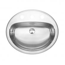 Kindred Canada KSOV1821/7-3 - 21-in LR x 18-in FB Drop In Single Bowl Stainless Steel Oval Bathroom Sink