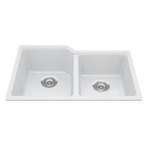 Kindred Canada MGC2031U-9PWT - Granite Series 30.69-in LR x 19.69-in FB Undermount Double Bowl Granite Kitchen Sink in Polar Whit
