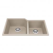 Kindred Canada MGC2034U-9CHA - Granite Series 33.88-in LR x 19.69-in FB Undermount Double Bowl Granite Kitchen Sink in Champagne