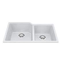 Kindred Canada MGC2034U-9PWT - Granite Series 33.88-in LR x 19.69-in FB Undermount Double Bowl Granite Kitchen Sink in Polar Whit
