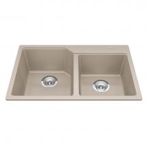 Kindred Canada MGCM2031-9CHA - Granite Series 30.69-in LR x 19.69-in FB Drop In Double Bowl Granite Kitchen Sink in Champagne