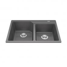 Kindred Canada MGCM2031-9SG - Granite Series 30.69-in LR x 19.69-in FB Drop In Double Bowl Granite Kitchen Sink in Stone Grey
