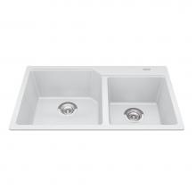 Kindred Canada MGCM2034-9PWT - Granite Series 33.88-in LR x 19.69-in FB Drop In Double Bowl Granite Kitchen Sink in Polar White