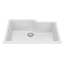 Kindred Canada MGS2031U-9PWT - Granite Series 30.69-in LR x 19.69-in FB Undermount Single Bowl Granite Kitchen Sink in Polar Whit