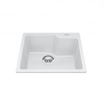 Kindred Canada MGSM2022-9PWT - Granite Series 22.06-in LR x 19.69-in FB Drop In Single Bowl Granite Kitchen Sink in Polar White i