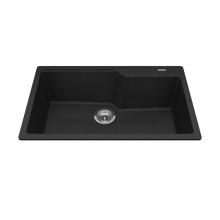 Kindred Canada MGSM2031-9ON - Granite Series 30.7-in LR x 19.69-in FB Drop In Single Bowl Granite Kitchen Sink in Onyx