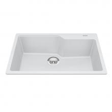 Kindred Canada MGSM2031-9PWT - Granite Series 30.7-in LR x 19.69-in FB Drop In Single Bowl Granite Kitchen Sink in Polar White