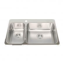 Kindred Canada QCLA2031L/8/1 - Steel Queen 31.25-in LR x 20.5-in FB Drop In Double Bowl 1-Hole Stainless Steel Kitchen Sink